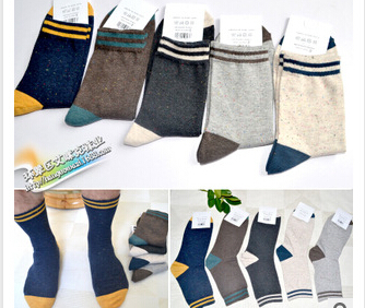 艾咪克-韓國進(jìn)口純綿男襪 秋冬新款 時(shí)尚條紋襪子 商務(wù)襪